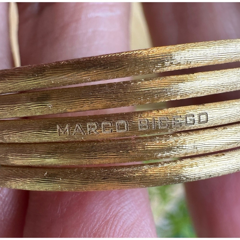 Marco Bicego Jaipur Cuff Bracelet Size 6 Gems Yellow Gold 750 18k Signed 21.7g - Picture 7 of 10